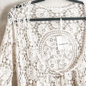 Long Ivory Boho Style Cardigan